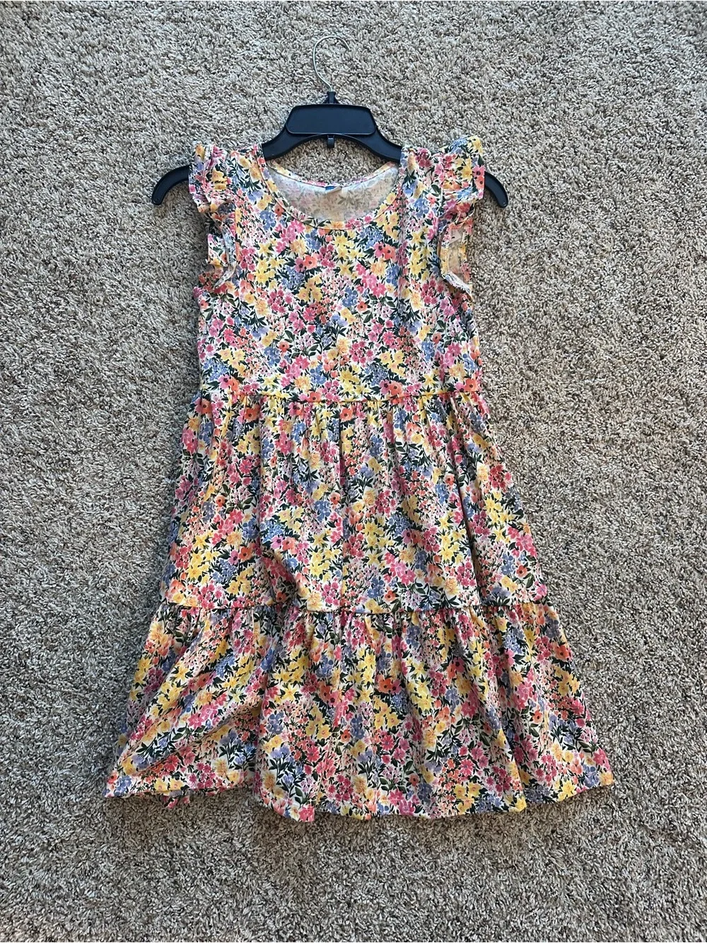 Old Navy Floral Tiered Dress - Pink, Yellow & Green